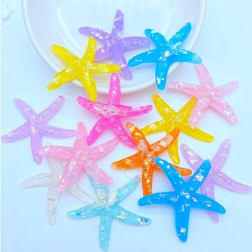10pcs Resin Adorable Glitter Colorful Starfish For Home Wedding Decor Crafts Making Scrapbooking DIY Hair Bow Center