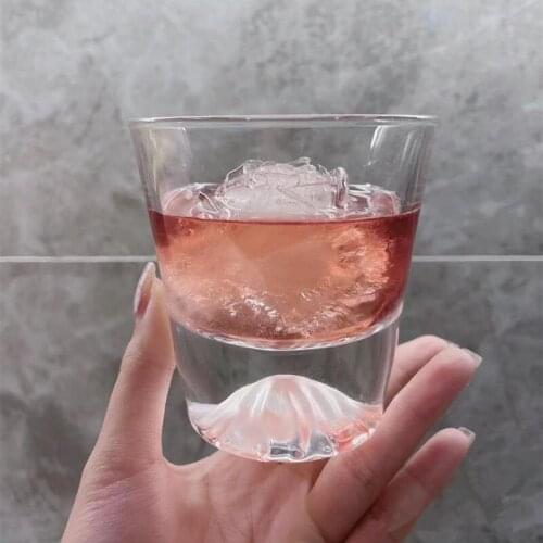 Bar ice hockey cup Fujiyama net red snow mountain glass crystal glass cocktail glass Japanese whiskey glass wine glass
