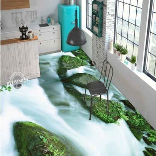 Free shipping photo living room flooring chinese style wear non-slip mural wallpaper Falls Floor Mural Background Wall