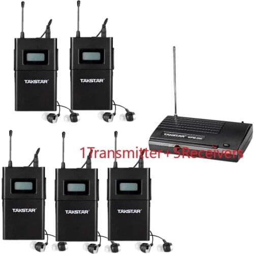 Takstar WPM-200/WPM200 UHF Wireless Monitor System use for recording studio / on-stage Monitoring 1 Transmitter+5 Receivers