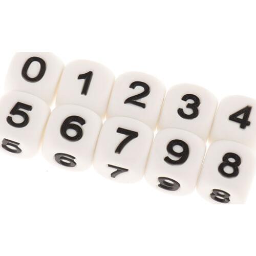 BPA Free 50pc Cube Figure Silicone Arabic Numeral Teether Beads Number Baby Nursing Teething Necklace Free Combination Birthday
