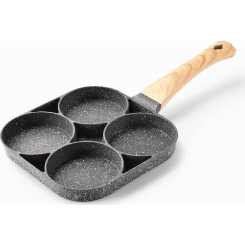 Four Holes Omelette Pan Egg Burger Pancake Breakfast Pot Composite Flat-Bottomed Non-Stick Pan