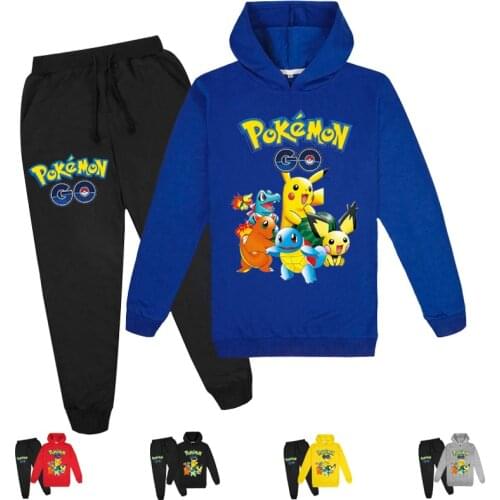 Games Pokemon Go Boy Girl Pullover Long Sleeve Fashion Pikachu Cotton Hooded Sweatshirt Children Chirstmas Streetshirt Cool Tops