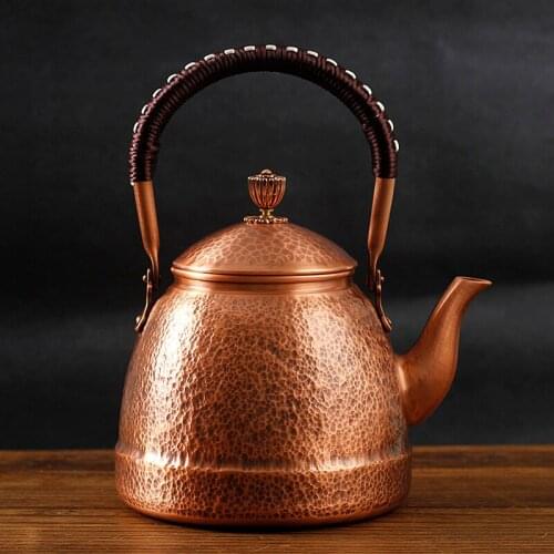 Household creative Hand Hammered Copper teapot uncoated red copper teapot with various styles and capacities