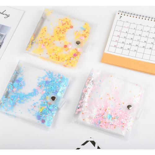 100 Pockets Transparent Cover Photo Album Holder Glitter Color Album for 3 Inch Mini Instax & Name Card Baby Kid Photo Album