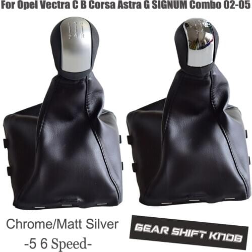 Chrome & Leather Car Shift Gear Knob Lever Gaitor Boot Cove For Opel Vectra C 2002-2005