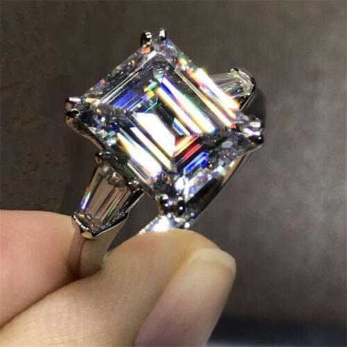 Emerald cut 4ct Lab Diamond Ring 100% Original 925 sterling silver Engagement Wedding band Rings for Women Bridal Party Jewelry