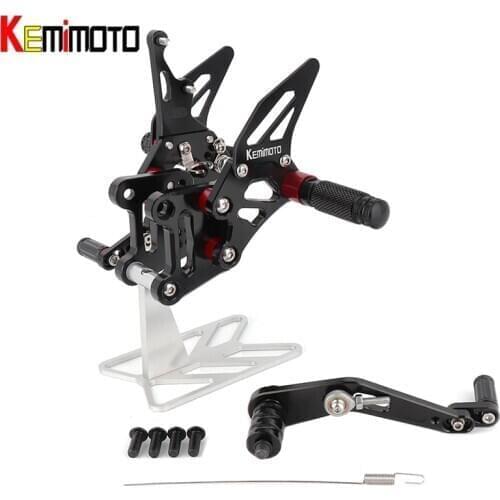 KEMiMOTO For Suzuki GSX-R1000 GSXR1000 GSXR 1000 A R L7 2017 Accessories CNC Adjustable Rearset Footrest Foot Rest Pegs ABS