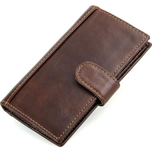 Leather Long Wallet Retro Card Case RFID Antimagnetic Shielding Card Case Passport Case Large Capacity