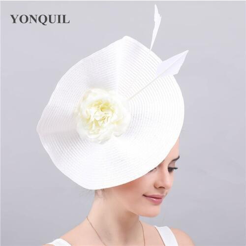 Beauty Silk Flowers Hair Accessories Women Royal Race Hat Big Kenducky Derby Fascinators Party Church Chapeau Feather Headwear