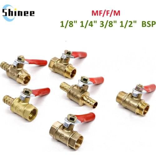 Brass Water Oil Air Gas Fuel Line Shutoff Ball Valve Pipe Fittings Pneumatic Connector Controller Handle 6-12MM Hose Barb Inline