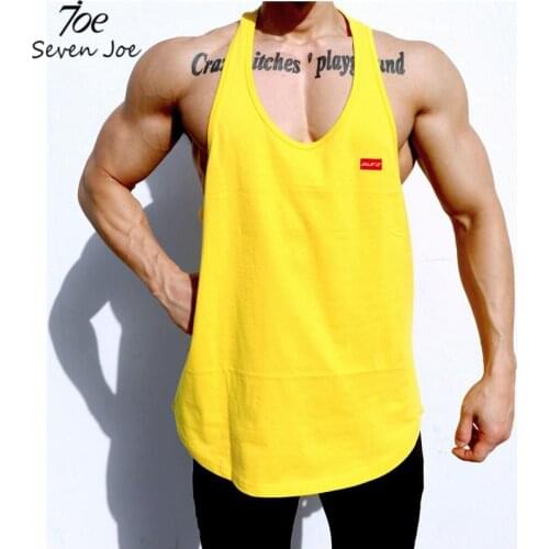 Seven Joe New Fashion Men Gym Muscle Bodybuilding Sleeveless Shirt Hot Sale Tank Top Singlet Fitness Sport solid Vest BlacK