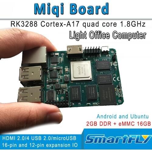 Miqi single board,RK3288 ARM Quad-core A17 Development/demo board 1.8GHzx4, open source Ubuntu, Android HDMI 2GB DDR 16GeMMC