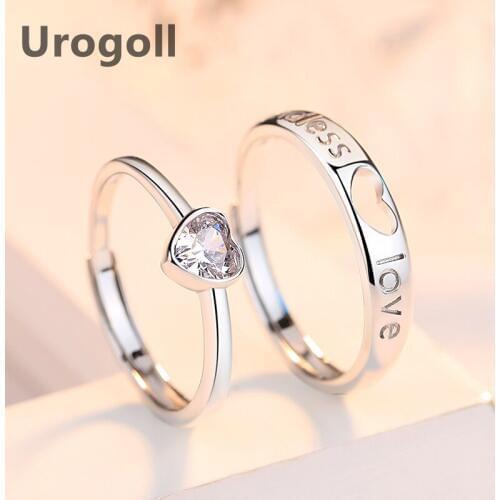 Trendy Lover Ring Real 925 Sterling Silver Rings Wedding Bridal Ring Drill Love Heart Zircon Couple Ring Anniversary Accessories