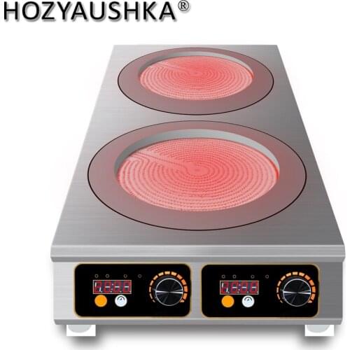 HOZYAUSHKA 2000W high-power dual-head titanium crystal panel vertical version all stainless steel induction cooker