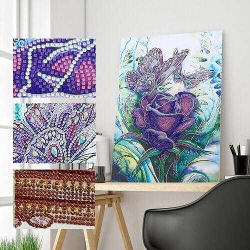 5D DIY Special Shaped Diamond Painting Butterfly Diamond Embroidery Mosaic Flower Cross Stitch Kit Crystal Multicolor Decoration