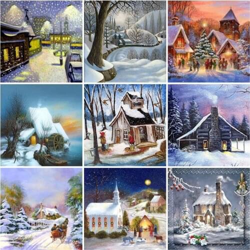 Diy 5D Diamond Painting Full Square Drill Winter Snow Scene Diamond Embroidery Cross Stitch Kits Wall Art Gift Home Decor