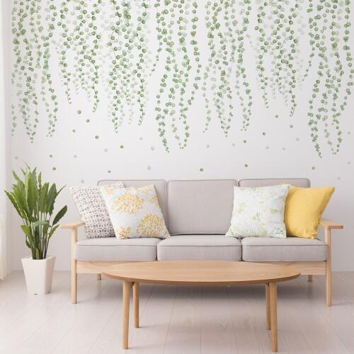 String Of Pearls Flowers And Leaves Wall Stickers Living Room Bedroom Decoration Corridor Large Stickers Self-Adhesive Wallpaper