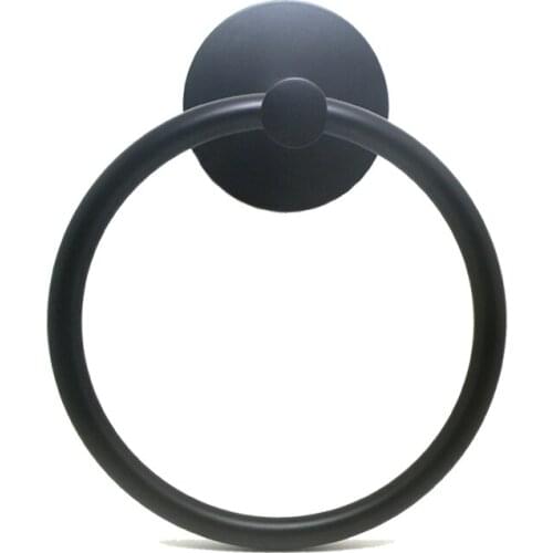 Wall-mounted Round Towel Ring Stainless Steel Clothes Rack Bracket Bathroom Accessories Kitchen Black Towel Ring Free Shipping