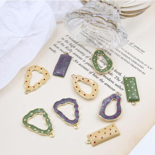 New arrival 30pcs/lot color fleck alloy drop oil charms diy jewelry earring/necklace accessory pendants
