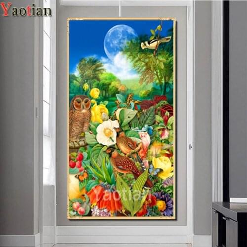 Pastoral,flower,bird,plant landscape Cross Stitch Diamond Painting 5D DIY Diamond Embroidery Full Square Mosaic Handicraft Art