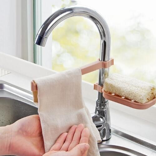 Hot Sink Hanging Storage Rack Storage Holder Sponge Bathroom Kitchen Faucet Clip Dish Cloth Clip Shelf Drain Dry Towel Organizer