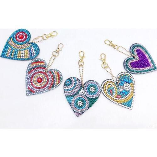 DIY Full Drill Special shaped Diamond Painting Key Chain Love Heart Kids Pendant Keychain Jewelry Key Ring Christmas gifts a193