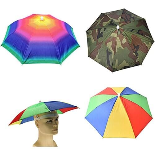 Adjustable Headband Sun Rain Outdoor Sport Foldable Fishing Umbrella Hat Cap