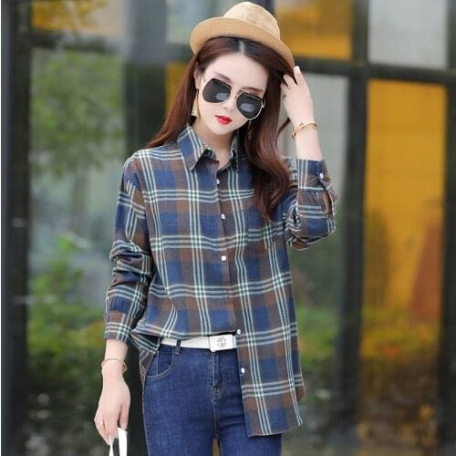 Shirt 2020 spring and autumn new early autumn top light ripe Plaid Shirt womens loose Korean casual top