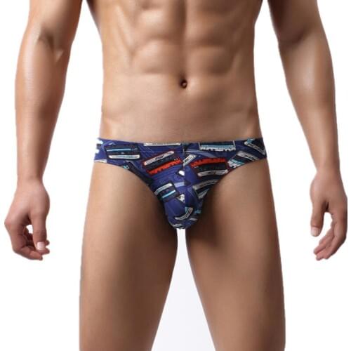Sexy Mens Thong G-string Jockstrap Open Butt Gay Underwear Printed Bulge Pouch Panties Slip Homme Thongs Tanga Sleepwear