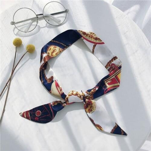 Silk Scarf Headband Ladies Small Long Strips Tied Hair Streamers Autumn And Winter Retro Narrow Side Fashion Pretty Decoration