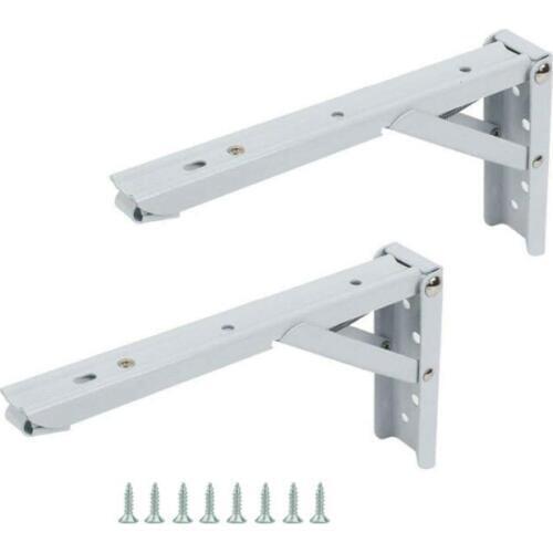 Folding Shelf Support Brackets Spring Loaded Sturdy Short Release Arm with Screws for Work Bench Table 12 Inch - Pack of 2