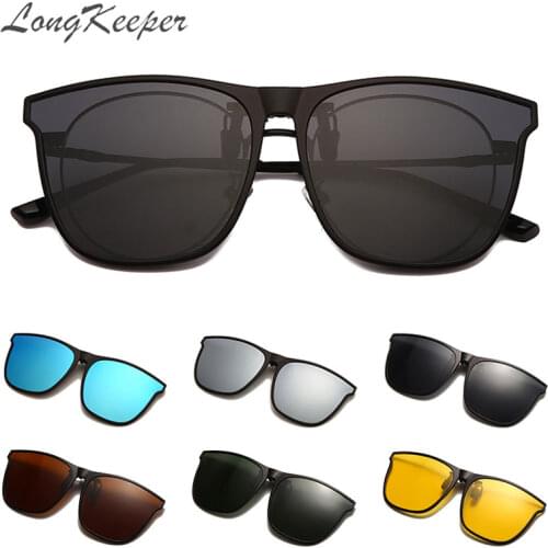 Mens Flip Up Clip On Sunglasses Women Square Photochromic Driving Fishing Polarized Mirror Goggle Oculos De Sol Hombre UV400