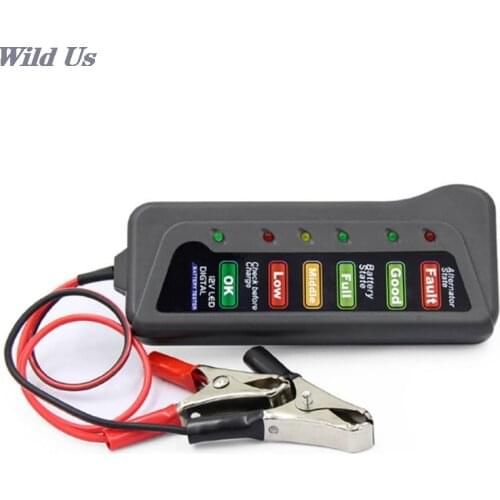 12V Car Battery Tester Digital Alternator 6 LED Lights Display Diagnostic Tool