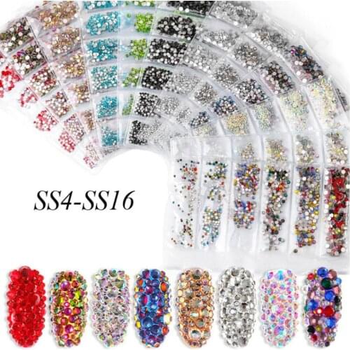 Swarovsky SS4-SS16 Nail Art Decoration Stones Shiny Gems Manicure Accessories 12 Colors