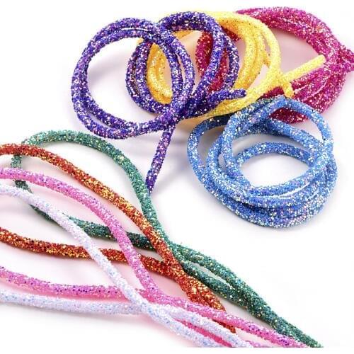 3/6mm Resin Glitter Rhinestones Rope Tube Cord Sequin Trimming for DIY Jewelry Bracelet Necklace Party Decoration Wedding 1 Yard