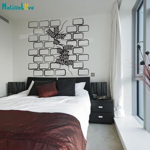 Vinyl Wall Sticker Plant Through Brick Wall Home Decor For Living Room Bedroom 3D Self-adhesive New Design Art Murals Gift YY920