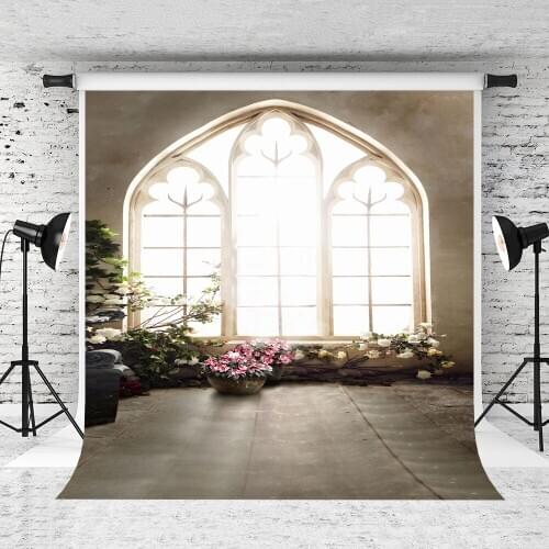 VinylBDS 8X8FT Wedding Window Photography Backdrop Wood Floor Backgrounds For Photo Studio