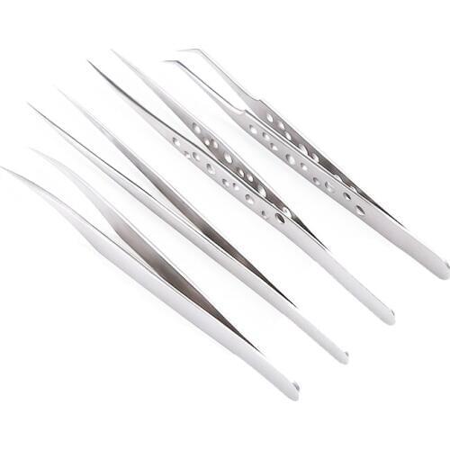 High Precision Industrial Tweezers Anti-static Curved Straight Tip Stainless Forceps Phone Repair Hand Tools Sets