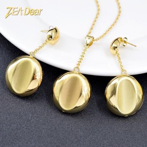 ZEA Dear Jewelry Hot Selling Round Jewelry Set For Women Earrings Necklace Pendant Ethnic Jewelry Findings For Party Anniversary