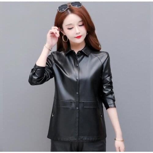 Large Size 4XL Women Leather Jacket New 2021 Women Leather Coat Spring And Autumn Short Slim Motorcycle Female Leather Clothing