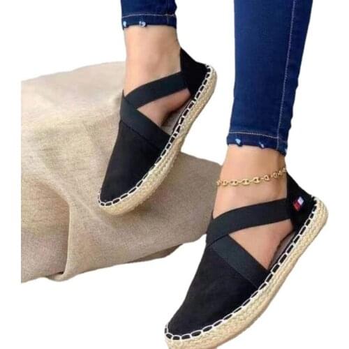 2021Womens Espadrilles Casual Sandals Slip on Suede Sandalias New Summer Striped Platform Sandals Wedges Women Hemp Cross