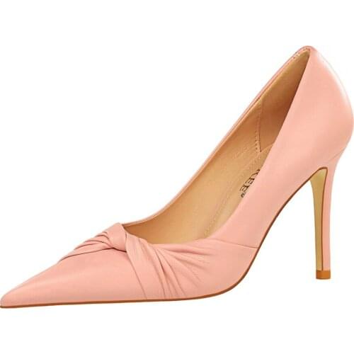 Womens shoes 2021 new fashion delicate sweet high heels soft soles comfortable shallow mouth single shoes large shoes