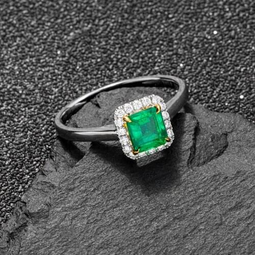 18K White Gold Emerald womens ring for girls' wedding anniversary Christmas party birthday noble jewelry gift
