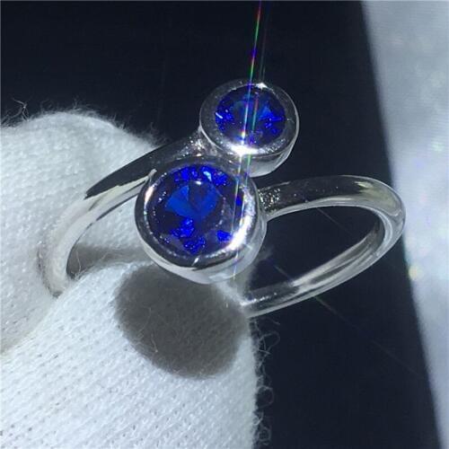 Sizeable Female Promise ring 100% Soild Silver color Jewelry Blue AAAAA Zircon cz Engagement wedding band rings for women