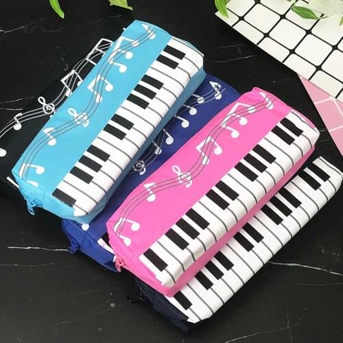 1 Pcs Creative Music Notes Piano Keyboard Pencil Case Large Capacity Pencil Bags Stationery Office School Students Prizes Gift