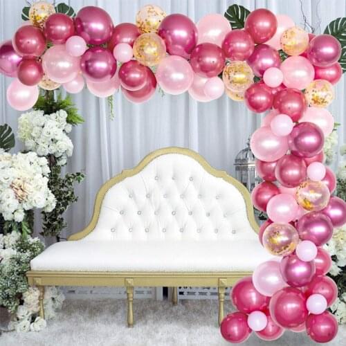 103Pcs/lot Rose Red Balloons Garland Arch Kit Gold Confetti Balloons Metal Chorme Ballons Globos Baby Shower Party Wedding Decor