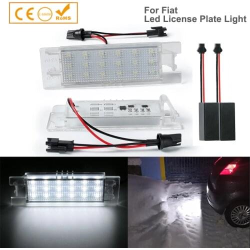 2pcs Error Free Xenon white For Fiat Tipo Doblo 500L PUNTO Grande Punto Multipla 186 Marea 185 Led License Plate Lights Lamps