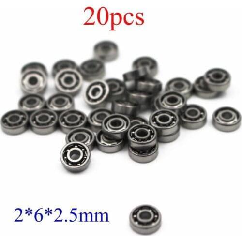 20 Pieces 2*6*2.5mm Bearings 620 Open Lid Bearing Chassis Ball Bearing Spare Parts for Tamiya Mini 4WD Car Model