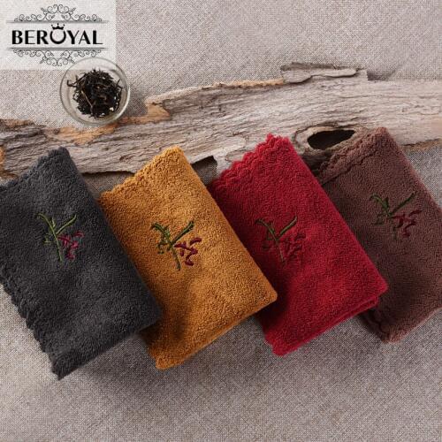 Beroyal Brand 2019 4pc Microfiber Kitchen Towel Absorbent Dishcloth 30*30cm Embroidered Tea Towels pano de prato Coffee Towel